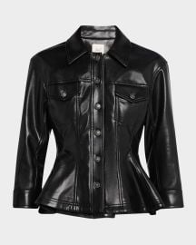 Cinq a Sept Gina Vegan Leather Peplum Jacket at Neiman Marcus