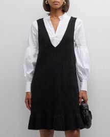 Cinq a Sept Greysen Pinafore Combo Knee Length Dress at Neiman Marcus