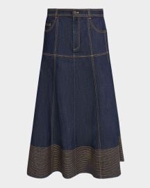 Cinq a Sept Hester A-Line Denim Skirt with Topstitching at Neiman Marcus