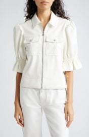 Cinq a Sept Holly Ruffle Faux Leather Jacket at Nordstrom