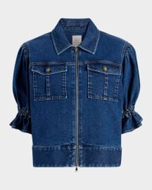 Cinq a Sept Holly Short-Sleeve Denim Jacket at Neiman Marcus