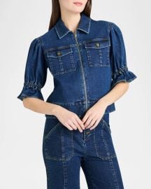 Cinq a Sept Holly Short-Sleeve Denim Jacket at Neiman Marcus