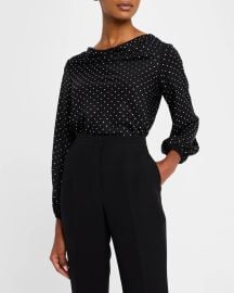 Cinq a Sept Irene Long-Sleeve Rhinestone-Embellished Top at Neiman Marcus