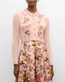 Cinq a Sept Isolde Embellished Floral Embroidered Cardigan at Neiman Marcus