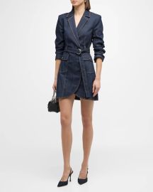 Cinq a Sept Jenessa Belted Denim Blazer Dress at Neiman Marcus