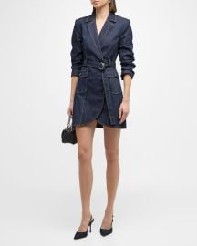 Cinq a Sept Jenessa Belted Denim Mini Wrap Shirtdress at Neiman Marcus