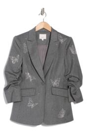 Cinq a Sept Joan Butterfly Embellished Pinstripe Blazer at Nordstrom Rack