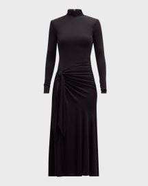 Cinq a Sept Johnson Mock-Neck Wrap-Skirt Midi Dress at Neiman Marcus