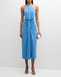 Cinq a Sept Kaily Twisted Jersey Halter Maxi Dress at Neiman Marcus