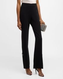 Cinq a Sept Kali Rhinestone Bow Embellished Straight Pants at Neiman Marcus