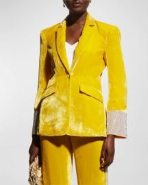 Cinq a Sept Kandace Rhinestone Cuff Velvet Blazer at Neiman Marcus