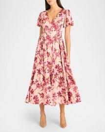Cinq a Sept Katlin Trailing Hibiscus Midi Dress at Neiman Marcus