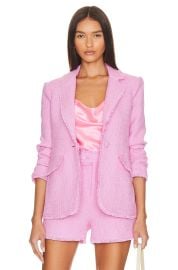 Cinq a Sept Khloe Boucle Blazer and Cherryl Fringe Shorts at Revolve