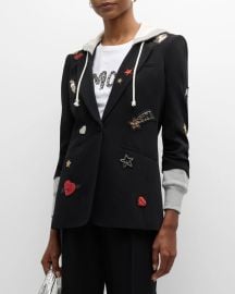 Cinq a Sept Khloe Embroidered Hooded Combo Jacket at Neiman Marcus