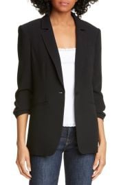 Cinq a Sept Khloe Ruched Sleeve Blazer in Navy at Nordstrom