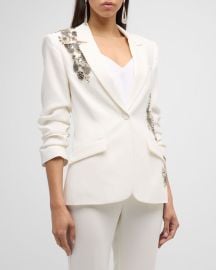 Cinq a Sept Kylie Diamond Daisies Embellished Jacket at Neiman Marcus