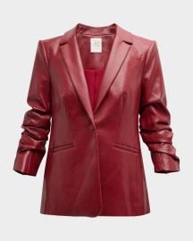 Cinq a Sept Kylie Faux-Leather Scrunched-Sleeve Jacket at Neiman Marcus