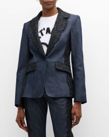 Cinq a Sept Laney Lace Denim Jacket at Neiman Marcus