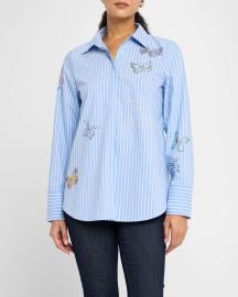 Cinq a Sept Lisa Butterfly Long-Sleeve Shirt at Neiman Marcus