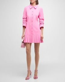 Cinq a Sept Lucilla Topstitched Pleated-Hem Mini Shirtdress at Neiman Marcus