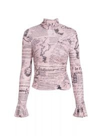 Cinq a Sept Lucy Text Turtleneck Top in Light Blush at Saks Fifth Avenue