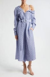 Cinq a Sept Marcella Asymmetric Stripe Midi Shirtdress at Nordstrom