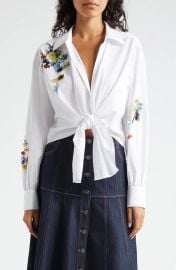 Cinq a Sept Marianna Sequin Flower Tie Front Top at Nordstrom