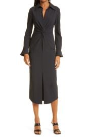 Cinq a Sept Mckenna Long Sleeve Midi Dress in Black  at Nordstrom