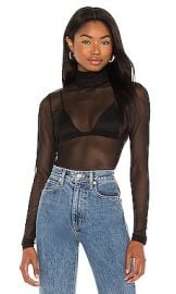 Cinq a Sept Mesh Turtleneck Top in Black at Revolve