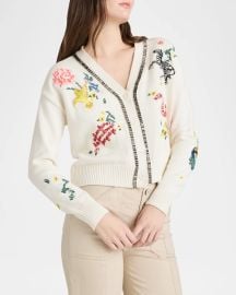 Cinq a Sept Nyla Animal Cardigan at Neiman Marcus