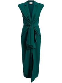 Cinq a Sept Padma Plunge Neck Dress in Green Onyx at Farfetch