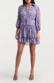 Cinq a Sept Painted Hydrangea Marsea Ruffle Chiffon Shirtdress at Nordstrom Rack
