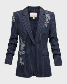 Cinq a Sept Paisley Pinstripe Khloe Rhinestone Blazer at Neiman Marcus