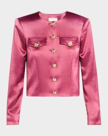 Cinq a Sept Rainer Cropped Satin Jacket at Neiman Marcus