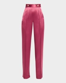 Cinq a Sept Rainer High-Rise Straight-Leg Satin Pants at Neiman Marcus