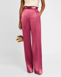 Cinq a Sept Rainer High-Rise Straight-Leg Satin Pants at Neiman Marcus