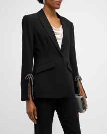 Cinq a Sept Rhinestone Bow Cuff Blazer at Neiman Marcus