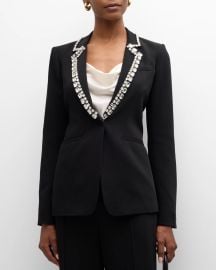 Cinq a Sept Rhinestone Chain Karlie Crepe Blazer at Neiman Marcus