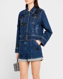 Cinq a Sept Riviera Crystal Denim Jacket at Neiman Marcus