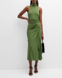 Cinq a Sept Rori Sleeveless Side-Tie Turtleneck Midi Dress at Neiman Marcus