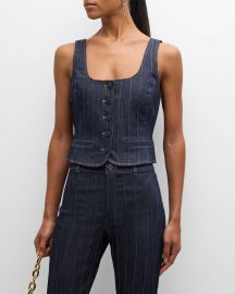 Cinq a Sept Rowena Pinstripe Denim Vest Top at Neiman Marcus