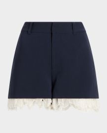 Cinq a Sept Roxie Lace-Trim Shorts at Neiman Marcus