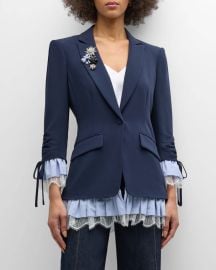 Cinq a Sept Roxie Striped Combo Crepe Blazer at Neiman Marcus