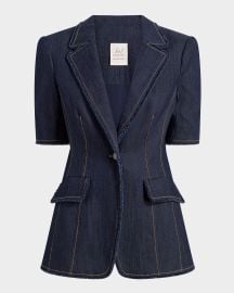 Cinq a Sept Sallie Fitted Short-Sleeve Denim Jacket at Neiman Marcus