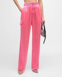 Cinq a Sept Sarie Satin Drawstring Straight-Leg Pants at Neiman Marcus