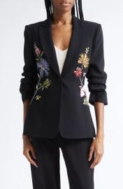 Cinq a Sept Sequin Floral Scrunched Sleeve Blazer at Nordstrom Rack