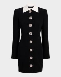 Cinq a Sept Sheryl Tailored Crystal-Button Mini Dress at Neiman Marcus