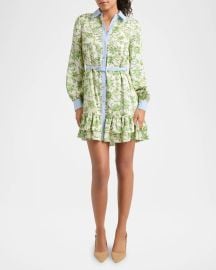 Cinq a Sept Tirza Paisley Long-Sleeve Mini Dress at Neiman Marcus