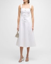 Cinq a Sept Veena Fit amp Flare Midi Pinafore Dress at Neiman Marcus