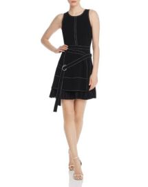 Cinq agrave Sept Carver Belted Contrast-Stitch Mini Dress   Bloomingdales at Bloomingdales